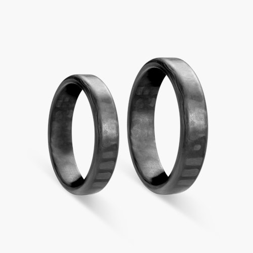 Obrączki ślubne: carbon, płaskie, zaokrąglone, 5 mm